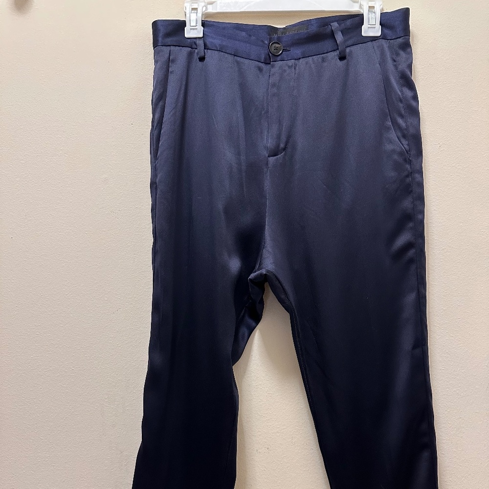 Nili Lotan, navy silk, drop crotch pants